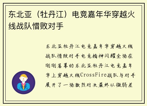 东北亚（牡丹江）电竞嘉年华穿越火线战队惜败对手